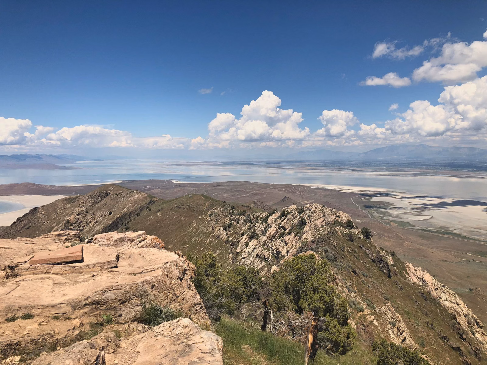 View north from the Frary Peak summit ridge over Antelope Island and Great Salt Lake